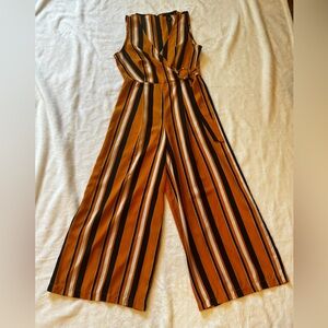 Forever 21 Size Small sleeveless jumpsuit.  Wide cropped leg. Multi color stripe